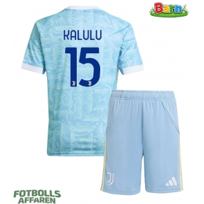 Juventus Pierre Kalulu #15 Bortaställ Barn 2025-26 Kortärmad (+ Korta byxor)